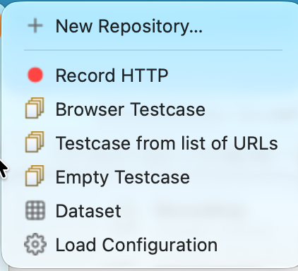 File → New menu options